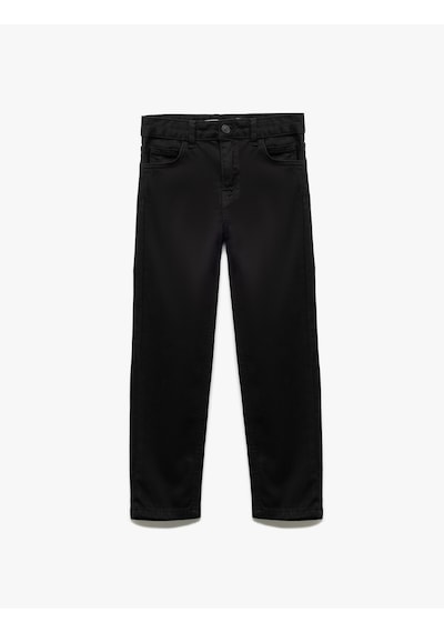 Koton Pamuklu Beli Ayarlanabilir Lastikli Cepli Denim Pantolon Siyah 5skb40028td Siyah