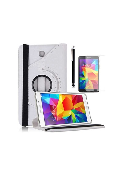 Goocamp Galaxy Tab 4 7.0 T230 Uyumlu Dönebilen Standlı Kılıf-beyaz Tablet Kılıfı