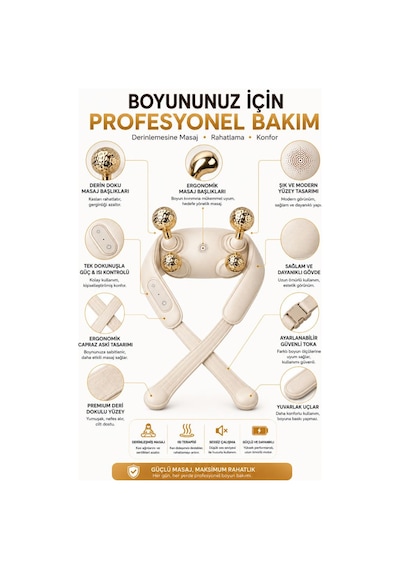 Wr-8 Pro Isıtmalı Şarjlı Masaj Aleti Kablosuz Boyun Omuz Sırt Bacak Derin Doku Masaj Cihazı Altın