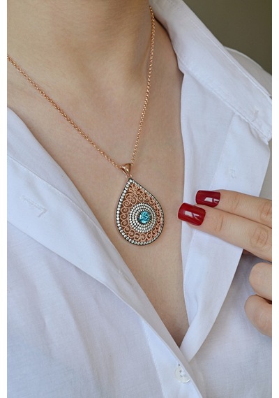 Rose Altın Kaplamalı 925 Ayar Gümüş Taşlı Kolye - N027301 Rose Gold Rose Altın Kaplamalı 925 Ayar Gümüş Taşlı Kolye - N027301 Rose Gold