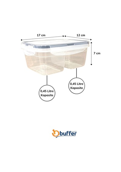 Buffer® 2 Bölmeli 045 045 Litre Kilitli Kapaklı Saklama Kabı
