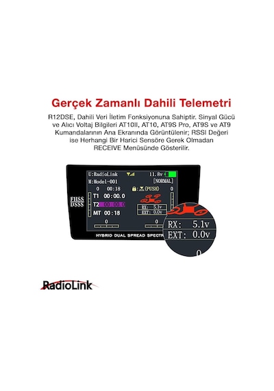 Radiolink R12dse Mini 12 Kanal Uzaktan Kumanda Alıcısı Telemetry Receiver W/ppm+s-bus At9&at9s&at10&at10ıı İle Uyumludur