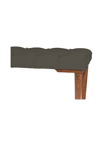 Gazzini Classic Retro Gürgen Ayak Chester Model Kapitoneli Antrasit Puf Bench - Ceviz Ayak