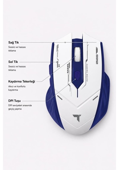 Gümüş Renk Aksesuar Oyun Faresi Mouse Çift Modlu Sessiz Kablosuz Oyuncu Fare Tm20