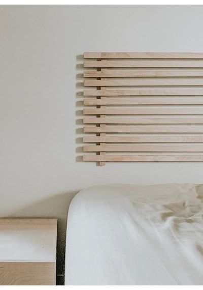 Masif Ahşap Yatak Başlığı 2 Mt X 60 Cm Naturel + 2 Adet Raf