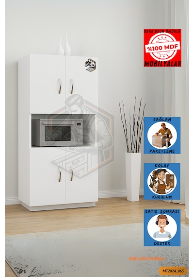 Tamamı Mdf 4 Kapaklı Mikrodalga/mini Fırın Dolabı Çok Amaçlı Mutf