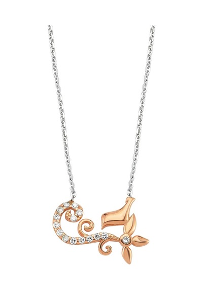 Rose Gümüş Kuş ve Çiçek Kolye G882Kl Altınsepeti
