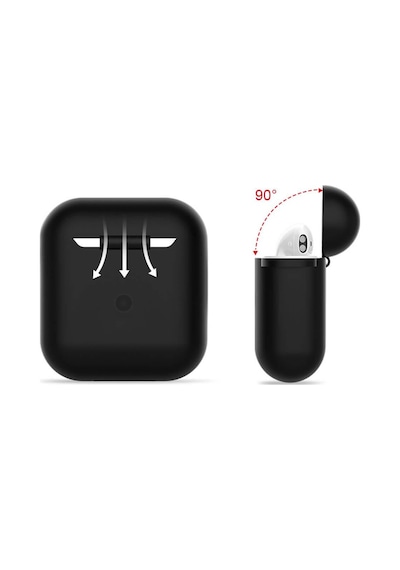 Wozlo Apple Uyumlu AirPods 1. Ve 2. Nesil Koruyucu Silikon Kılıf - Silikon Koruma Kılıfı - Siyah