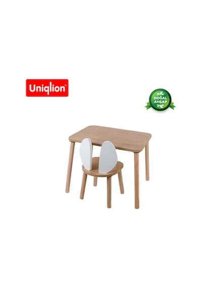 Ahşap Aktivite Masası 1 Sandalye 1 Masa Kahverengi Ahşap Aktivite Masası 1 Sandalye 1 Masa Kahverengi