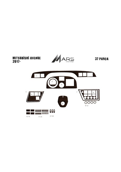 Mitsubishi Avenue Torpido Kaplama 2017 37 Parça Koyu Meşe