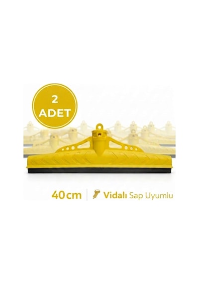Mulpex Çekpas 40 Cm 2 Adet Vidalı Sap Uyumlu Sarı Renk Yersil Çekçek Yer Çekçeği Zemin Temizlik Aparatı