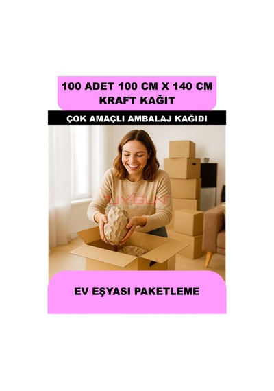 100 Adet 100cm X 140cm 100 Gr. Kraft Ambalaj Kağıdı, Çeyiz Ev Eşyası Hediye Ürün Paketleme, Çocuk Etkinlikleri