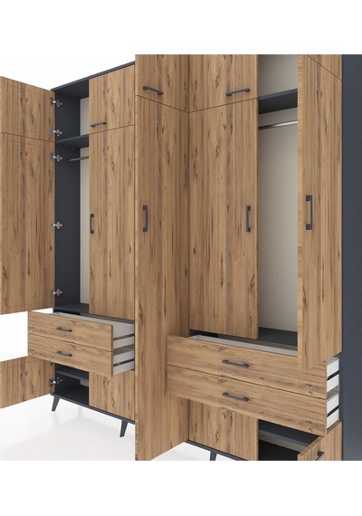 Arges Dolap 12 Raflı 4 Çekmeceli 2 Askılı 220x30x243 Antrasit-çam/çam Atlas Çam/atlas Çam Arges Dolap 12 Raflı 4 Çekmeceli 2 Askılı 220x30x243 Antrasit-çam/çam Atlas Çam/atlas Çam