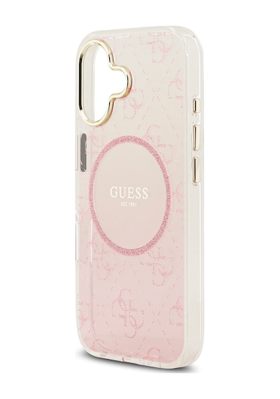 Apple Uyumlu iPhone 17  Kılıf Guess Lisanslı M-safe Özellikli 4g Desenli Simli Silikon Kapak Pembe Pembe