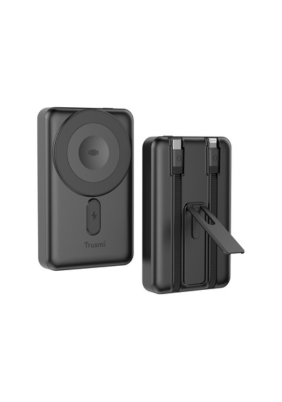 Powerbank Taşınabilir Şarj Cihazı 15w Hızlı Şarj Magsafe Kablolu Gri Siyah