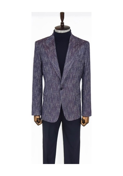 Wessi Desenli Slim Fit Spor Mor Erkek Ceket - Wessi Mor