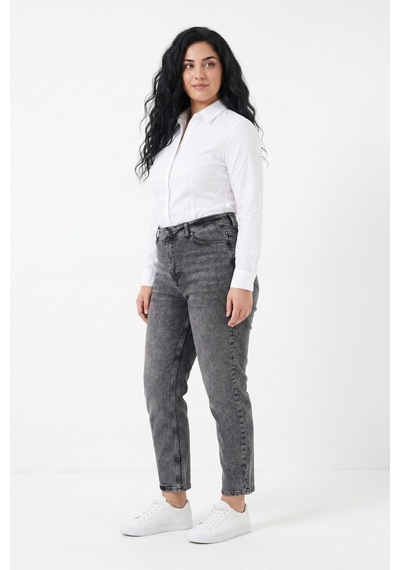 Dekploy Kadın Yüksek Bel Mom Fit Jean Pantolon Bgl-st05450 Füme