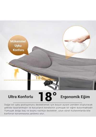Kingcamp Oak C10 Plus Ultra Konforlu Dolgulu Portatif Kampet Gri