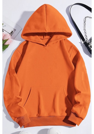 Uyguntarz Unisex Drawing Butterflies Sırt Baskılı Sweatshirt Turuncu