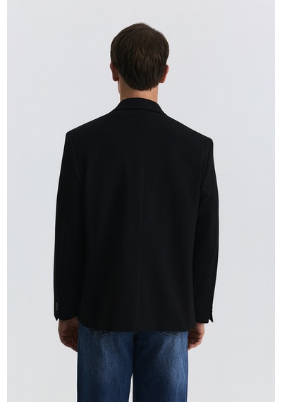 Antioch Relax Fit Kruvaze Erkek Blazer Ceket Siyah
