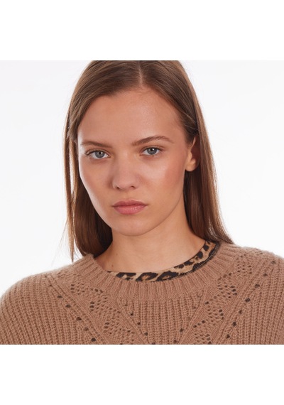 The Kooples Kadın Comfort Fıt Bisiklet Yaka Kahverengi Yün Karışımlı Kazak