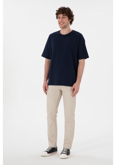 U.S. Polo Assn. Erkek Comfort Fit Bisiklet Yaka Lacivert Jakarlı İnterlok  Tişört 50308448-VR033
