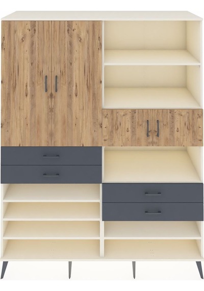 Kronos Gardrop 11 Raflı 4 Çekmeceli 4 Kapaklı 176x59x221 Aytaşı-çam/antrasit Çam/antrasit Kronos Gardrop 11 Raflı 4 Çekmeceli 4 Kapaklı 176x59x221 Aytaşı-çam/antrasit Çam/antrasit