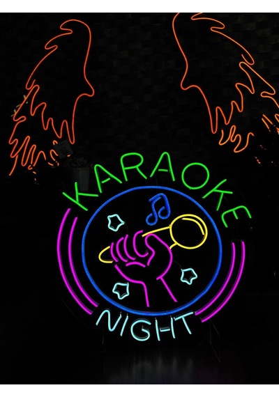 Karaoke Nıght Yazılı Ve Şekilli Neon Tabela Çok Renkli