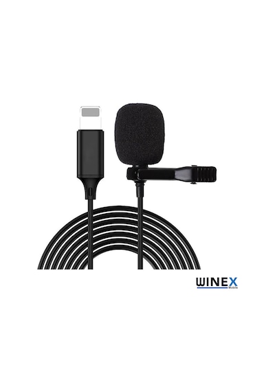 Winex Apple Uyumlu iPhone Lightning Port Yaka Mikrofonu Siyah
