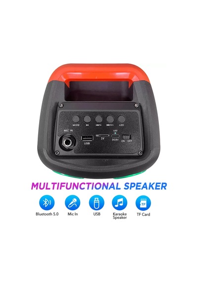 Diğer - Siyah - Bluetooth Hoparlör 10w Speaker Tws Kablolu Karaoke Mikrofon 2x4inç Rgb Işıklı 1500mah Batarya Bls-48