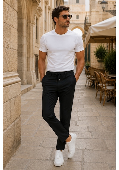Danger Erkek Comfort Fit Siyah Çizgili Jogger Pantolon Esnek Kumaş 0247dngr