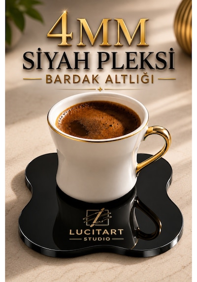 Premium Siyah Pleksi Bardak Altlığı 4'lü Set Modern Masa Dekoru Diğer