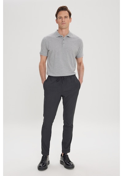 Ac&Co / Altınyıldız Classics Slim Fit Dar Kesim Beli Bağlamalı Yan Cepli Erkek Pantolon - Antrasit