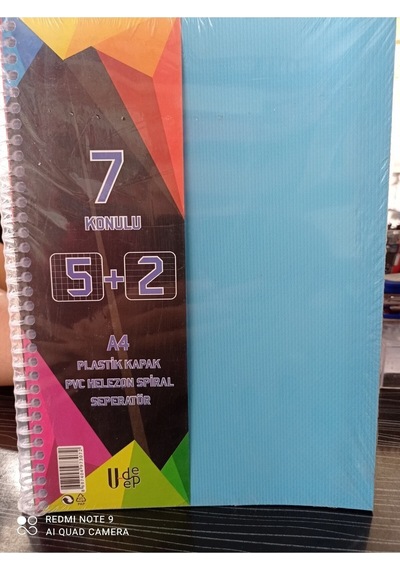 Umut U-Deep A4 Büyük Boy 175 Yaprak Ayraçlı Spiralli Plastik Kapaklı 5 Kareli + 2 Çizgili Defter