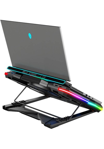 Telefon Tutuculu RGB Işıklı LCD Ekranlı 5 Fanlı Notebook Soğutucu Telefon Tutuculu RGB Işıklı LCD Ekranlı 5 Fanlı Notebook Soğutucu
