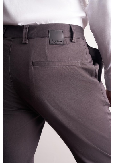 İmza Antrasit Yan Cep Düz Paça Pamuklu Slim Fit Chino Casual Pantolon 1003255165 Antrasit