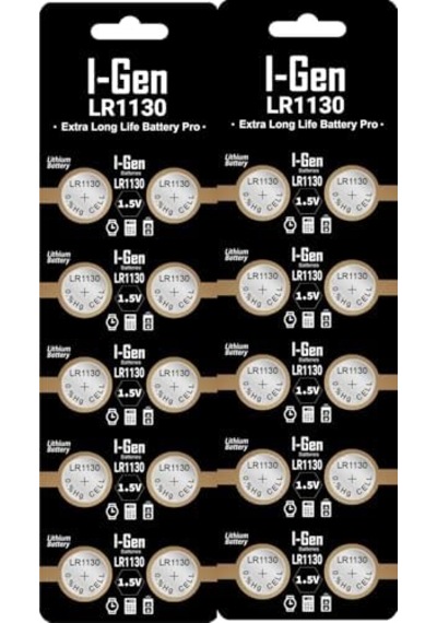 I-gen Batteries Lr1130 1.5v Alkalin Düğme Pil Ag10, L1131, 389 20&apos Li Paket