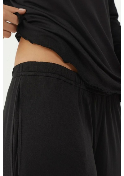Hiccup Yumuşak Dokulu Rahat Kesim Uzun Kollu Pijama Takımı Siyah