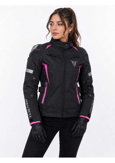 Motokit Crazybull Carmen Pembe Kadın 4 Mevsim 3 Katmanlı Korumalı Reflektörlü Motosiklet Montu
