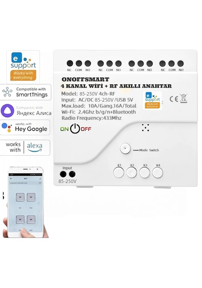Onoff Ewelink 4 Kanal Wifi Rf Akıllı Anahtar Uzaktan Kumanda İle