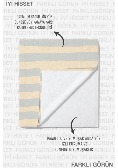 Çizgili Yaz Temalı Şık Plaj Havlusu - Akdeniz Stil Pastel Marine Hızlı Kuruyan Mikrofiber Havlu Çok Renkli