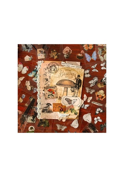 Kolbi Craft 5 Sayfa 25 Adet Şeffaf Vintage Kelebek Sticker Seti Scrapbook Bullet Journal Ajanda Planlayıcı Abanoz