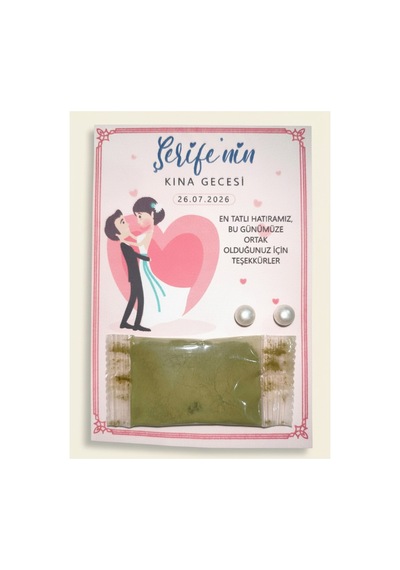 24 Adet Romantik Gelin Damat Desenli İnci Küpeli Stick Kına - Söz, Düğün Ve Kına Hediyeliği