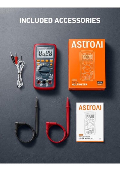 Astroaı Dijital Multimetre 4000 Sayım, Otomatik Değişen Voltmetre - Gerilim, Akım, Direnç, Frekans, Sıcaklık Ve G