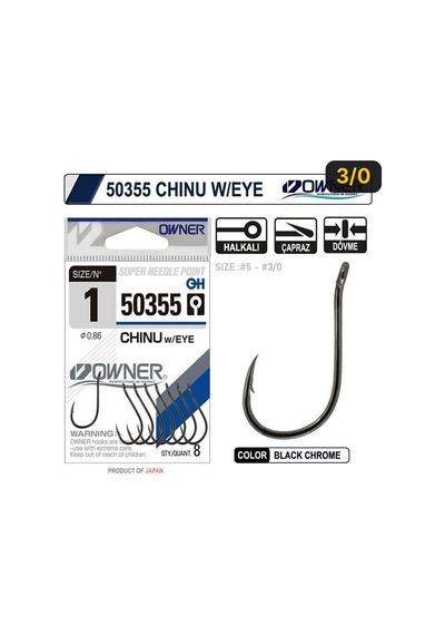 Owner 50355 Chinu W/ Eye Gun Black İğne 3/0
