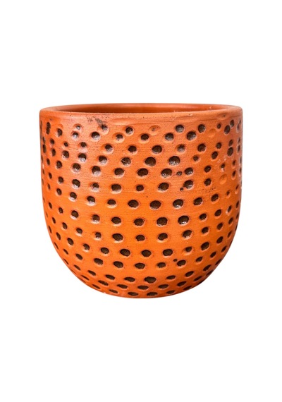 Bitki Tasarımı Siyah Nokta Desenli Terakota Saksı & Saksılık Dekoratif Salon Çiçekliği 15 Cm