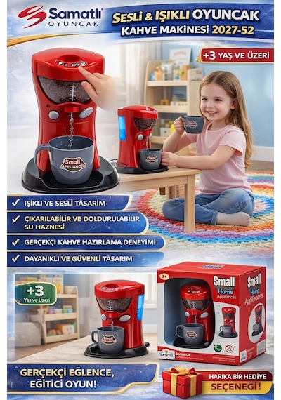 Sesli Ve Işıklı Kahve Makinesi Su Hazneli Gerçekçi Barista Deneyimi