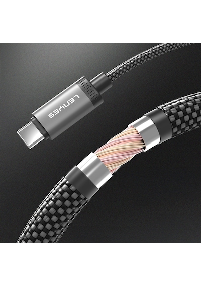 Lenyes Lc571 Oled Dijital Ekranlı Type-c To Type-c Data Ve Şarj Kablosu 240w 1.2m Siyah
