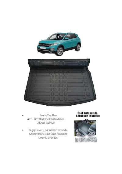Sahler Volskwagen T-cross 2022+ Uyumlu 4.5d Premium Havuzlu Oto Paspas Ve Liner Marka 3d Üst Bagaj H