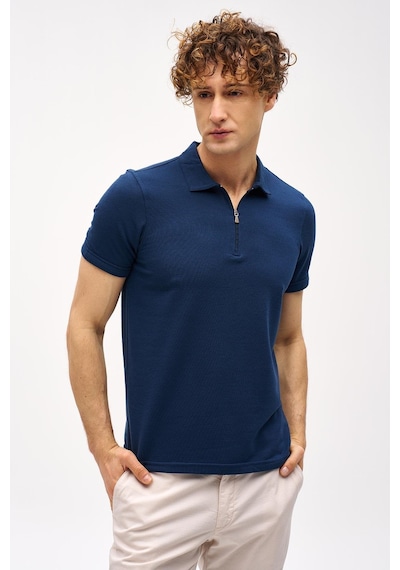 Lacivert Slim Fit Dar Kalıp Fermuarlı Polo Yaka Düz Kısa Kollu Tişört-16409 Lacivert Lacivert Slim Fit Dar Kalıp Fermuarlı Polo Yaka Düz Kısa Kollu Tişört-16409 Lacivert